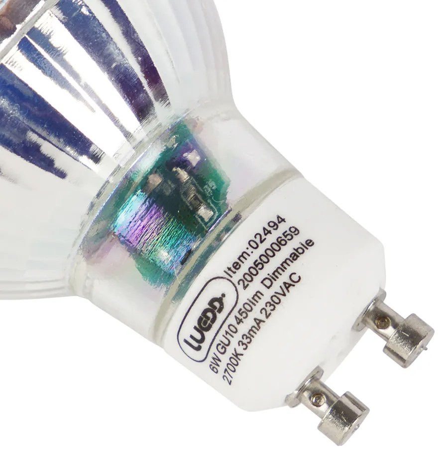 Set di 6 lampadine LED dimmerabili GU10 6W 450lm 2700K