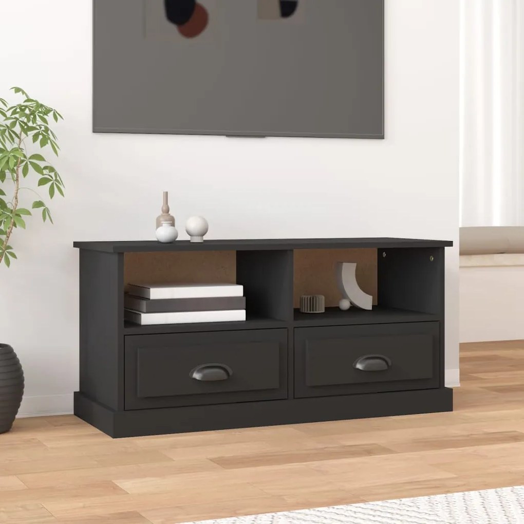Mobile Porta Tv Nero 93x35,5x45 Cm İn Legno Multistrato /