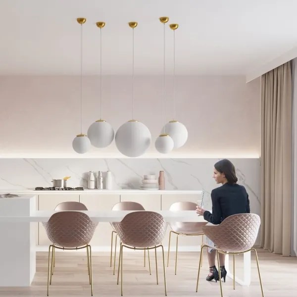 Sollux SL.0715 - Sospensione a cavo TOYA 1xE27/60W/230V Ø 20 cm bianco/oro