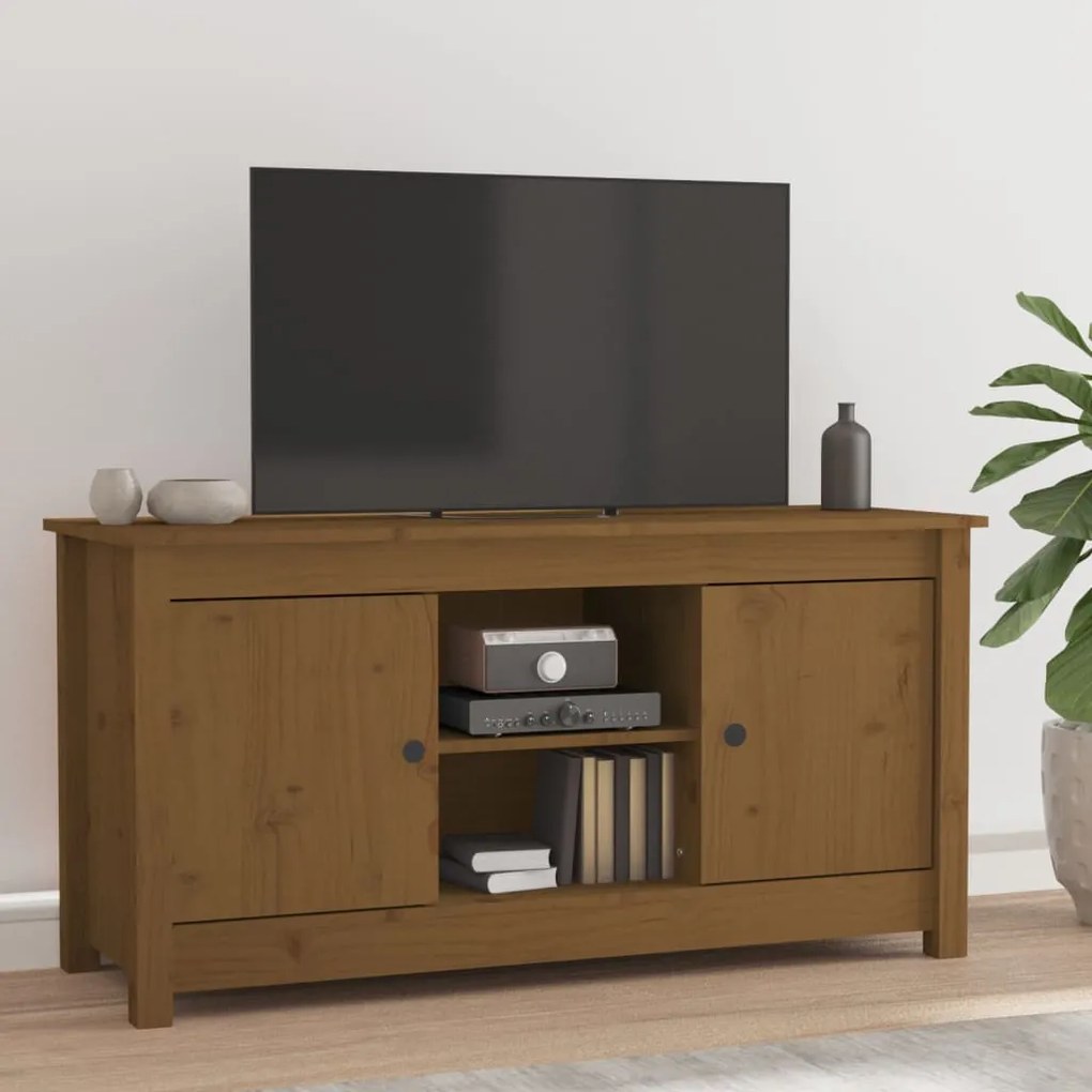 Mobile Porta Tv Ambra 103x36,5x52 Cm İn Legno Massello Di Pino /