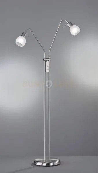 Lampade da terra argento con 2 diffusori flessibili e vetro alabasc...