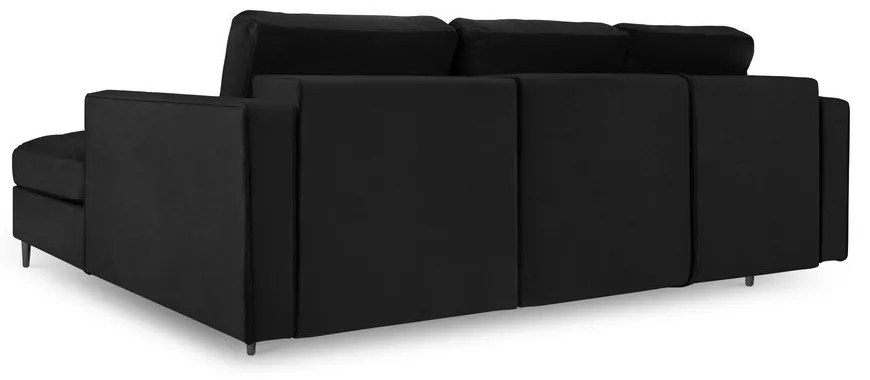 Divano letto angolare in velluto nero, angolo destro Santo - Milo Casa