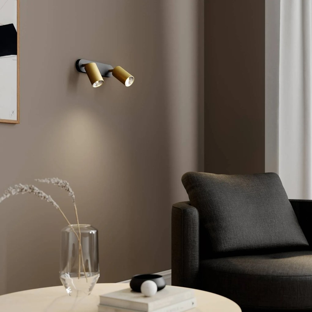 Nowodvorski Lighting Faretto da parete Eye Spot 2 luci, nero/ottone