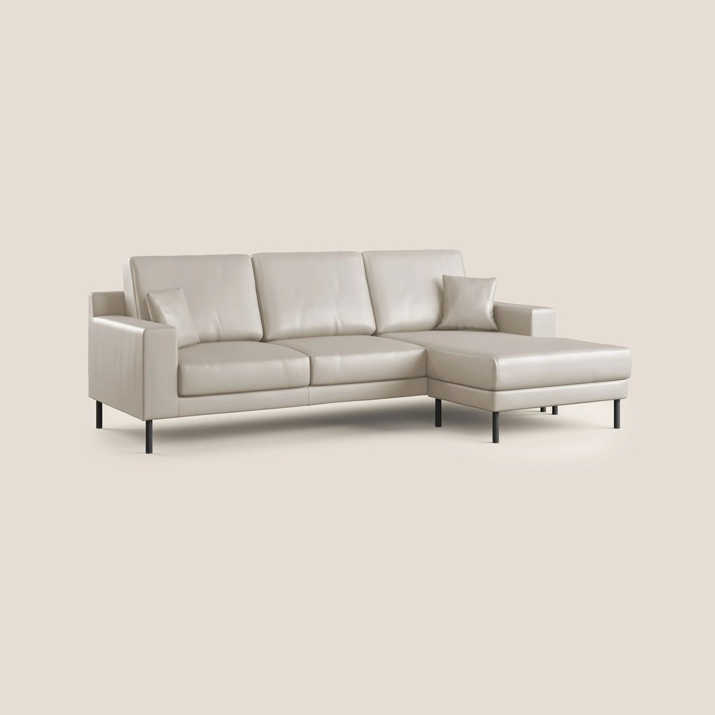 Uranio divano angolare moderno REVERSIBILE in Ecopelle impermeabile T04 beige