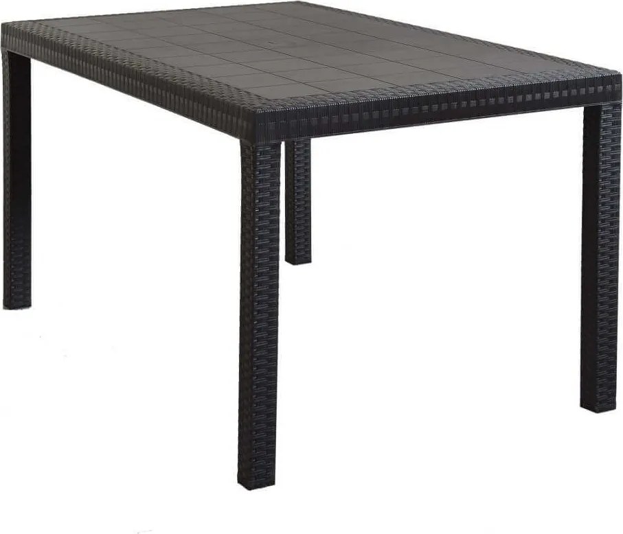 CALIGOLA - set tavolo in resina effetto rattan cm 150 x 90 x 74 h con 4 poltrone Alma