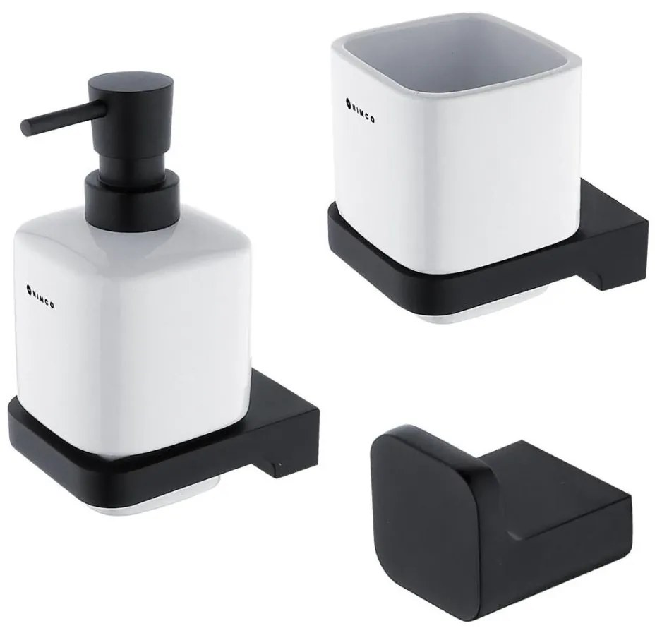 NIMCO MAC set-31K-T-90 -Distributore di sapone, portaspazzolino e gancio a muro MAYA