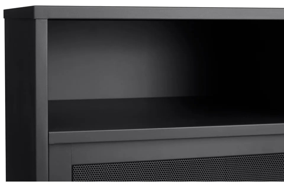 Armadietto nero in metallo con ante scorrevoli 90x140x40 cm Veep – Unique Furniture