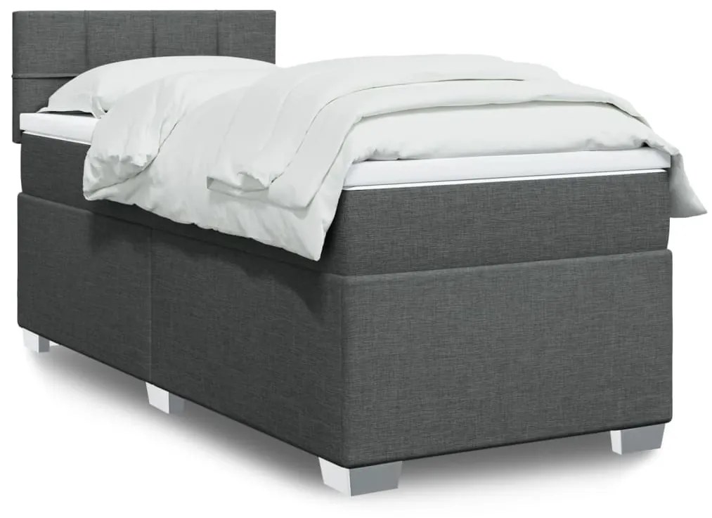 Giroletto A Molle Con Materasso Grigio Scuro 90x190 Cm Tessuto /