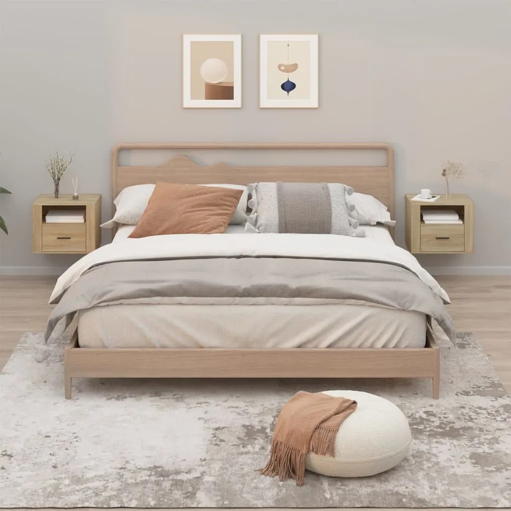 Comodini A Muro 2 Pz Rovere Sonoma 50x36x40 Cm /