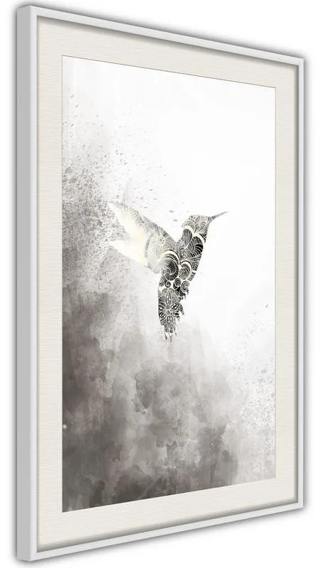 Poster  Hummingbird in Shades of Grey  Cornice Quadri Cornice nera, Larghezza x Altezza Home decor 20x30