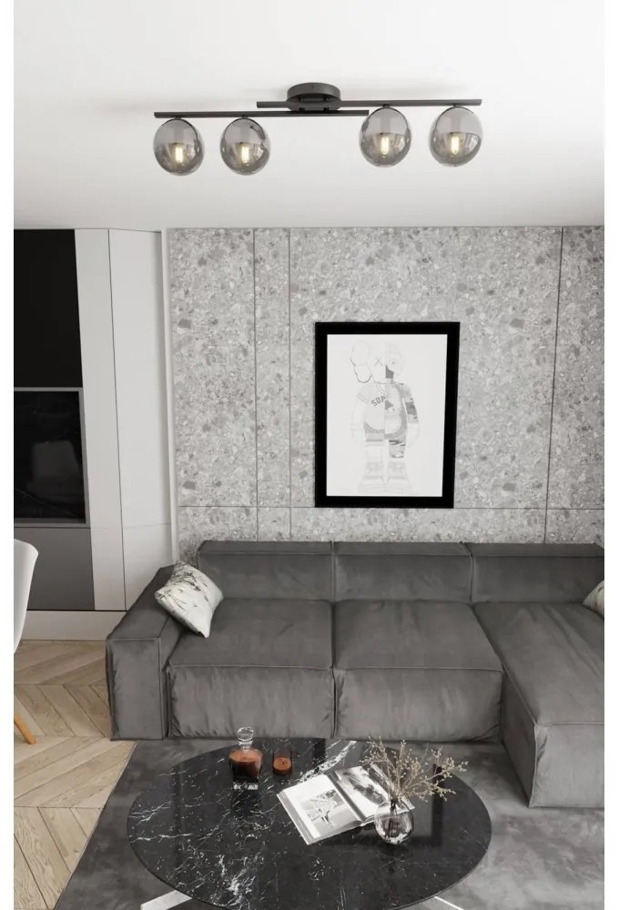 Lampada da soffitto in acciaio KAIRO 4 da interno 4xE14 Colore del corpo Nero e Grafite