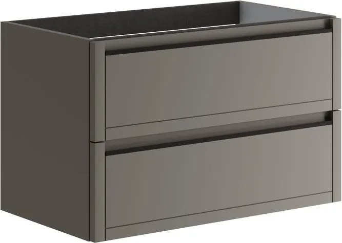 Mobile da bagno sospeso sotto lavabo L 79.5 x H 50 x P 45.5 cm grigio opaco, 2 cassetti TRATTO