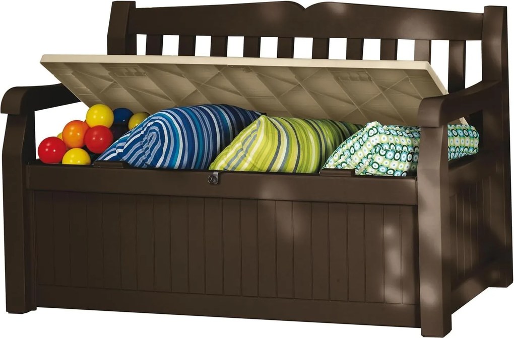 Panchina Contenitore da Giardino 140x60x84 cm in Resina Keter Eden Bench Marrone...