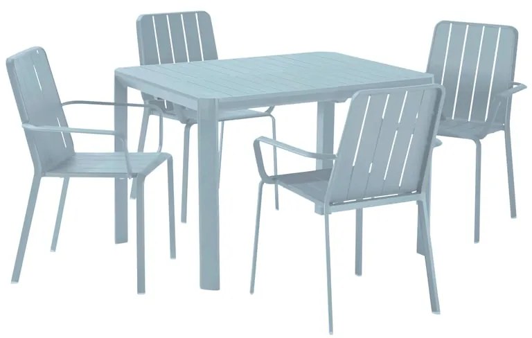 Set tavolo e sedie Idaho NATERIAL in alluminio blu per 4 persone