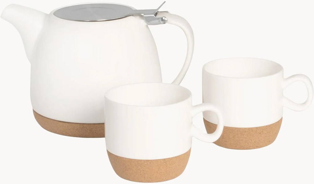 Set da tè in porcellana Milky, set da 3