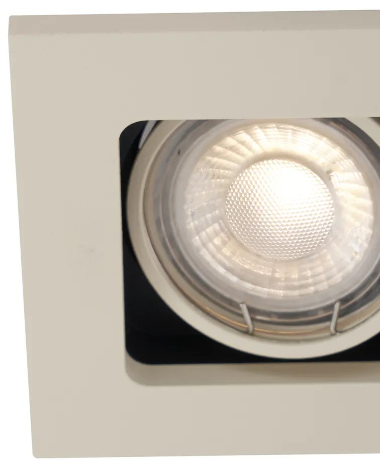 Faretto da incasso moderno beige GU10 50 mm girevole e orientabile 2 luci - Qure