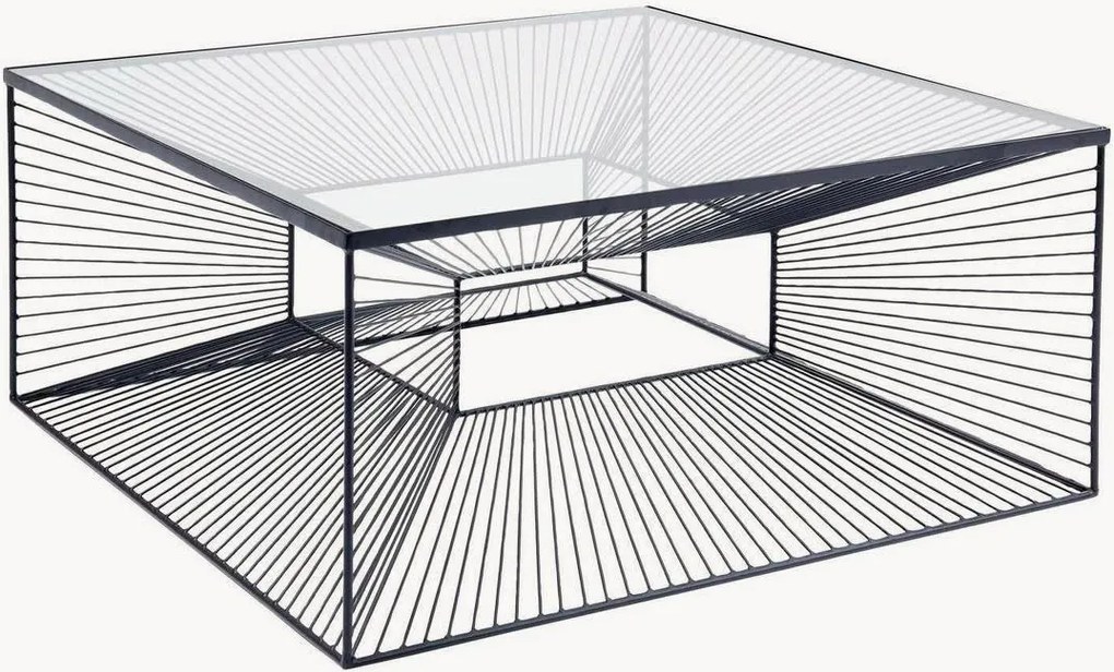 Tavolino da salotto fatto a mano con piano in vetro Dimension