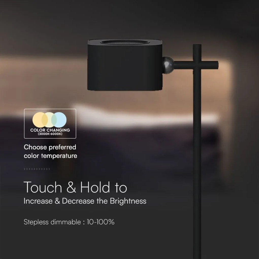 Lampada LED da Tavolo Magnetica 3W con Batteria Ricaricabile USB C Touch Dimmerabile 3in1 Colore Nero SKU-23411