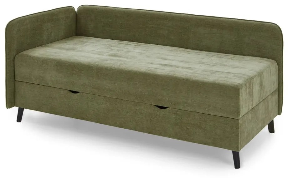 Letto singolo verde imbottito con contenitore 90x200 cm Kiruna - Meise Möbel