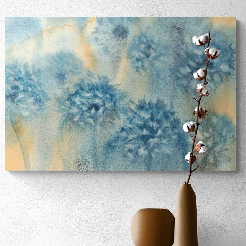 Quadro su tela – Dente di leone blu in acquerello