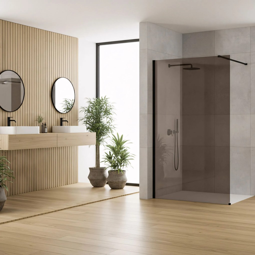 Parete doccia Rea Flexi Brown / Black 80