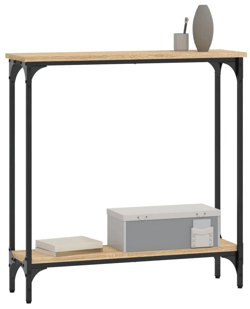 Tavolino consolle rovere sonoma 75x22,5x75cm legno multistrato
