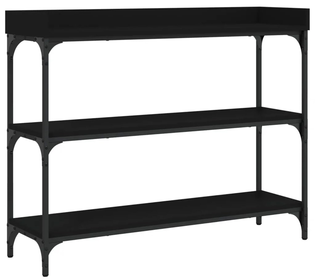 Tavolino Consolle con Ripiani Nero 100x30x80 cm