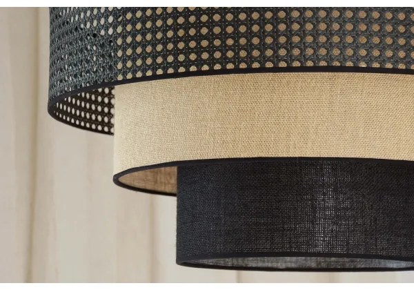 Brilagi - Lampada da soffitto DAKOTA LUNETA 1xE27/15W/230V Ø45 cm nero/rattan