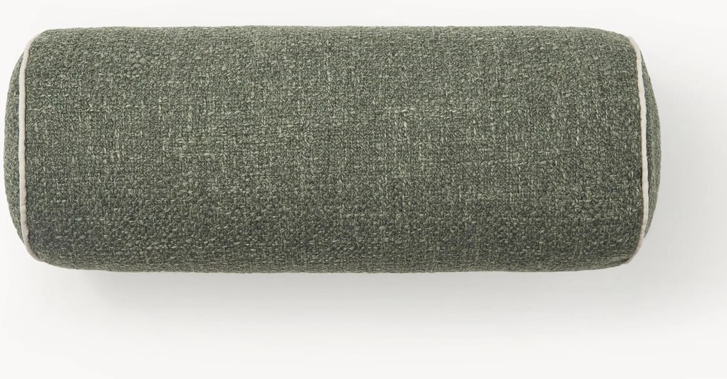 Cuscino rullo in bouclé con bordino Aya
