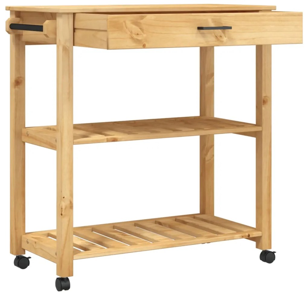 Carrello da cucina monza 84x40x90 cm in legno massello di pino