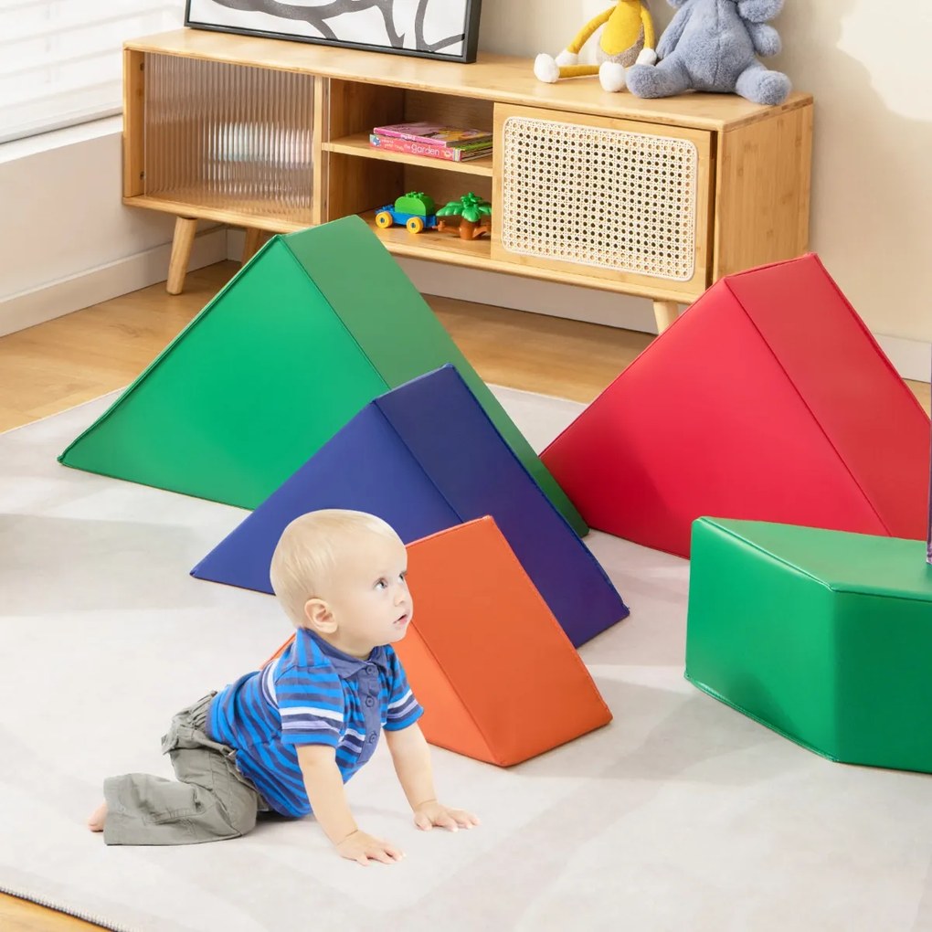 Costway Set di giochi di attività in gommapiuma da 7 pezzi, Giocattolo da arrampicata per interni per bambini