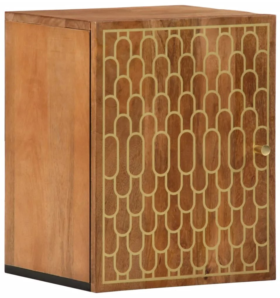 Mobile Da Bagno A Parete 38x33x48 Cm İn Legno Massello Di Mango /