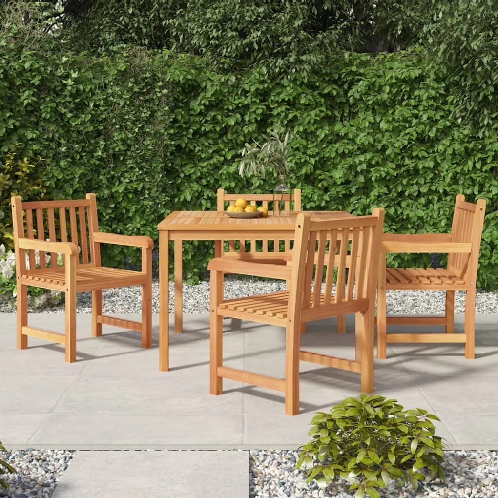 Set da Pranzo per Giardino 5 pz in Legno Massello di Teak