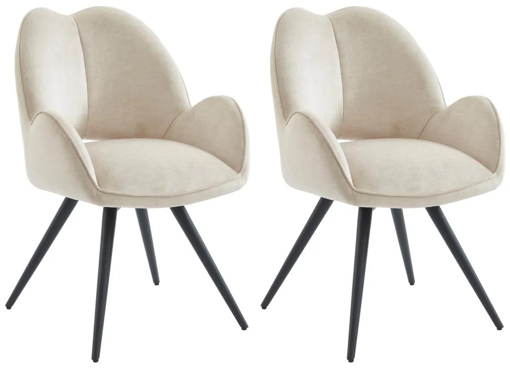 Sedia girevole con braccioli in Tessuto e Metallo Nero Beige - Lotto di 2 - GULSUN della Maison Céphy