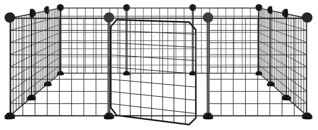 Gabbia per animali 12 pannelli con porta nero 35x35 cm acciaio