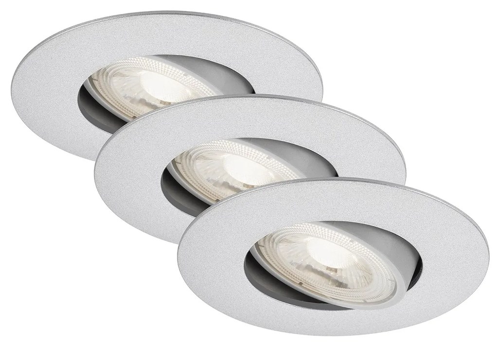 Set 3 Faretti Incasso Kulana Jet Plastica Cromo Opaco Led 4,9W 3000K