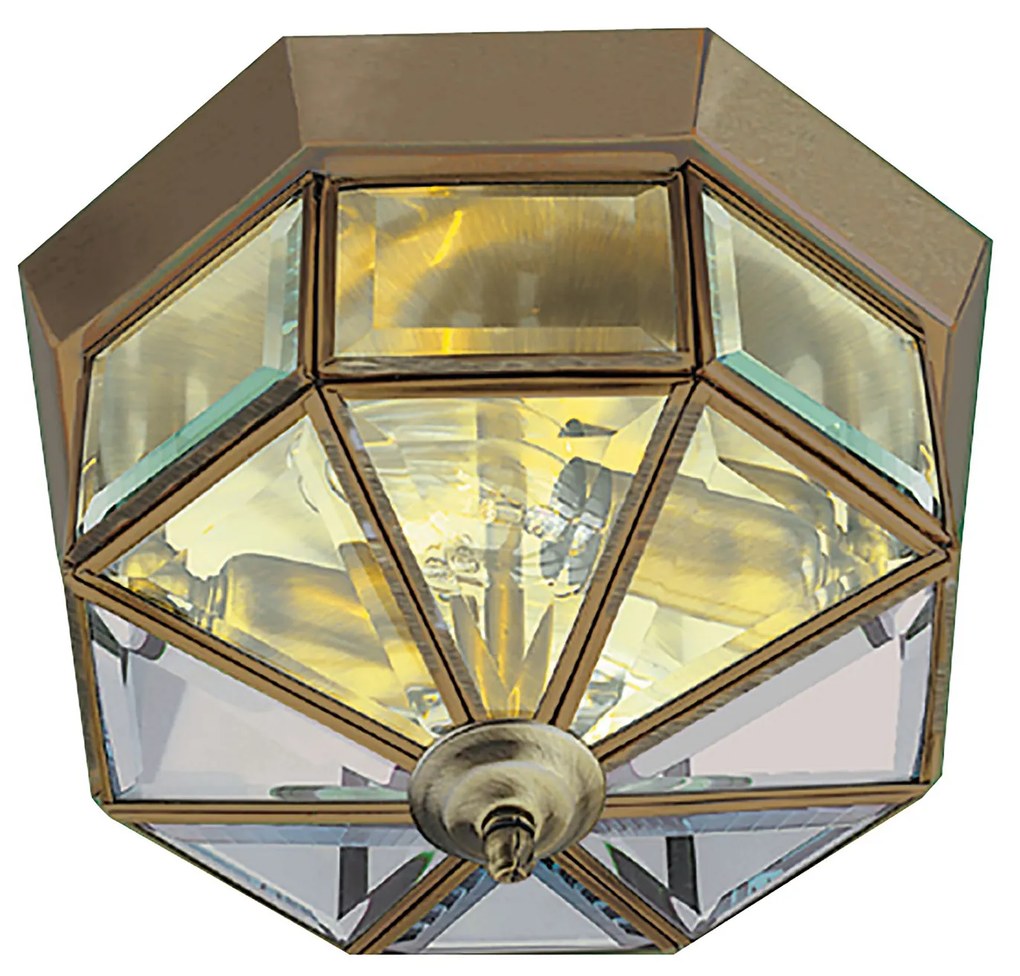 Plafoniera Contemporanea Pisa Iii Ottone Vetro 1 Luce E14