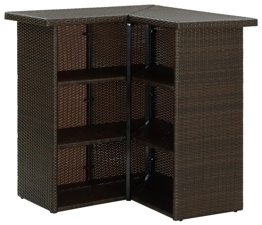 Set da bar da giardino 8 pz con cuscini in polyrattan marrone