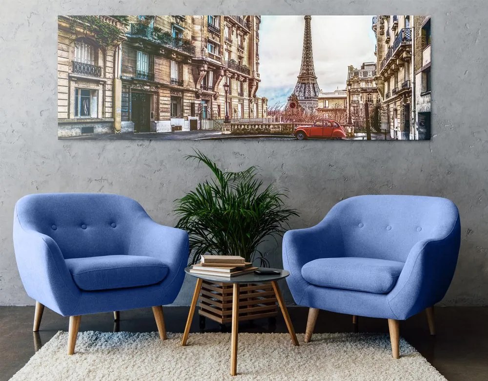 Quadro su tela – Vista sulla Torre Eiffel dalla strada di Parigi