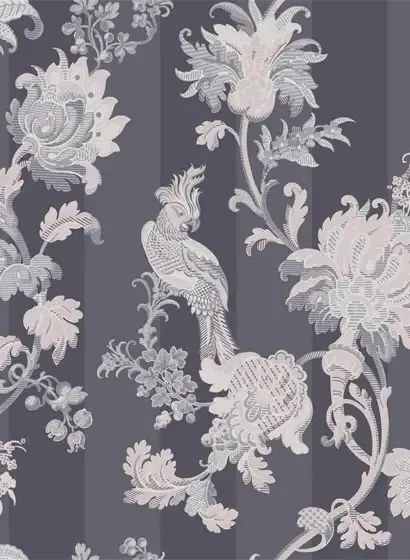 Streifentapete Zerzura von Cole & Son - Slate Grey & Pink