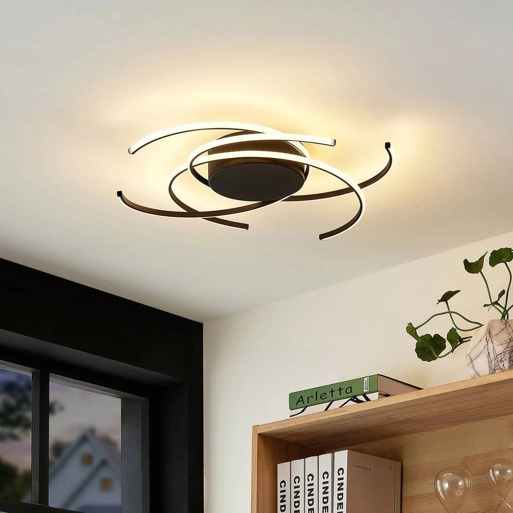 Lindby plafoniera LED, Hamza, Ø 49 cm, nero, alluminio