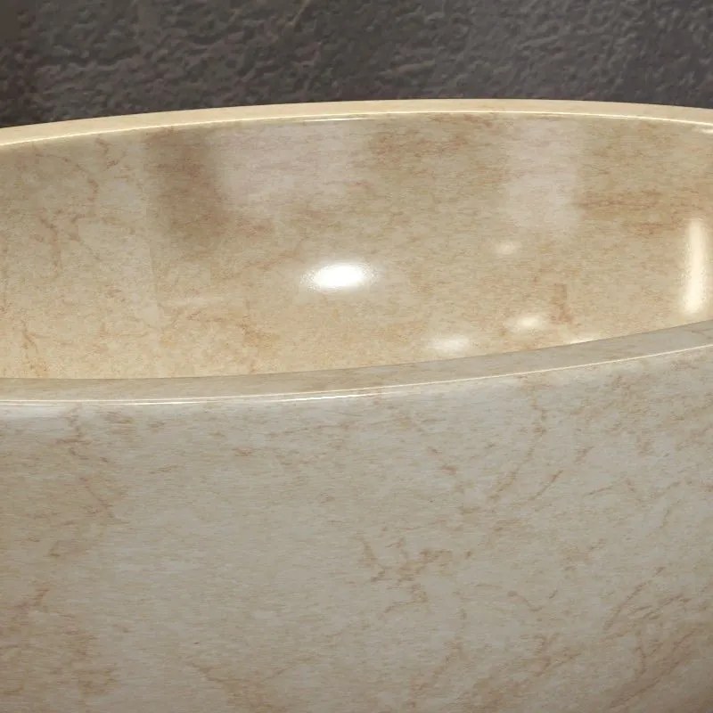 Kamalu - lavabo bagno design ovale in marmo beige 45cm | litos-lec40