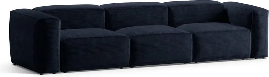 Divano blu scuro con rivestimento in velluto a coste 364 cm Bergamo – Cosmopolitan Design