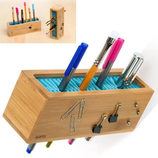 Trade Shop - Organizer Da Tavolo Scrivania Porta Penne Pennelli Trucco Makeup 18x6x7cm