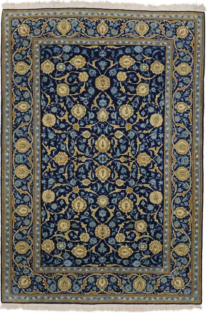 Kashan Tappeto persiano 200 x 140 Blu (Iran) Annodato A Mano