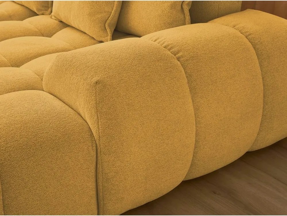 Divano angolare color senape allungabile e con contenitore (penisola a sinistra/a U) con rivestimento in ciniglia Everest – Bobochic Paris