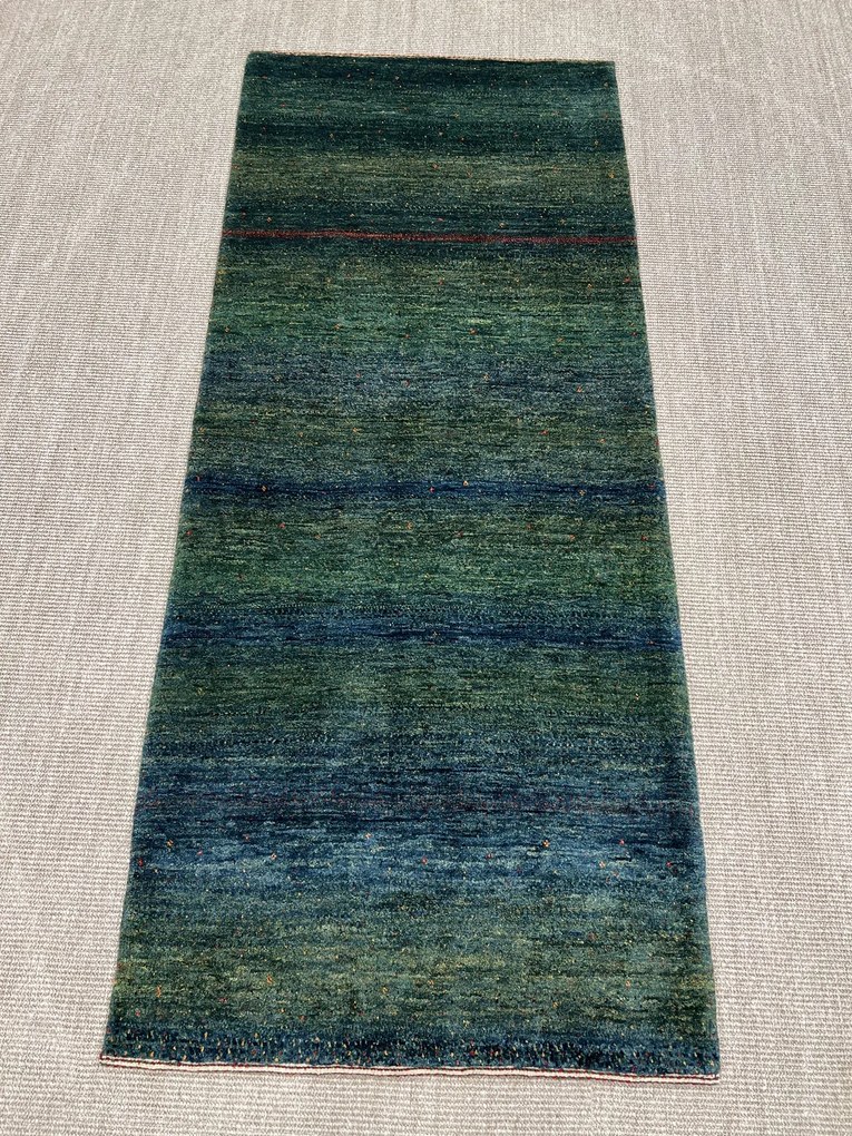 Loribaft Tappeto 80 x 200 Verde (Iran) Annodato A Mano
