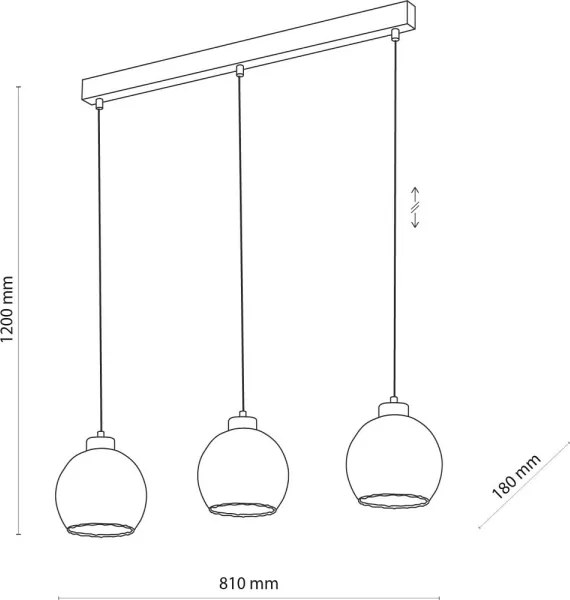 Lampadario LED sospeso su cavo DEVI 3xE27/15W/230V nero/fumé