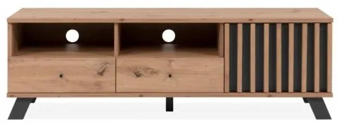 Mobile Porta TV 2 Cassetti E Anta Con Vani A Giorno Rovere Antracite Medan56A