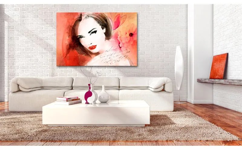 Quadro Dama in cremisi  Colore Rosso, Dimensioni e Misure 60x40